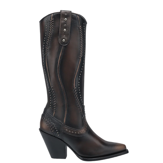 Cuadra Ladies Woven & Studded Tall Chocolate Brown Western Boot CC260