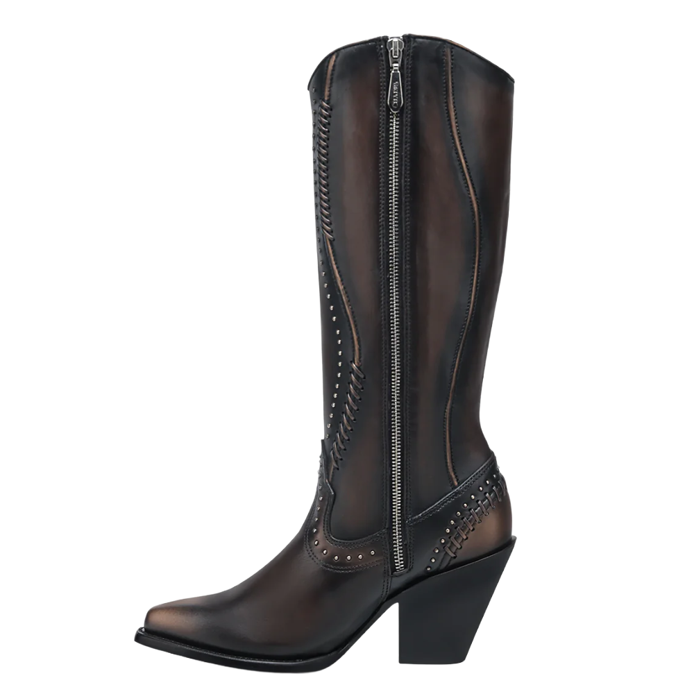 Cuadra Ladies Woven & Studded Tall Chocolate Brown Western Boot CC260