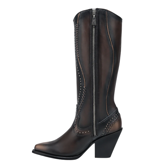 Cuadra Ladies Woven & Studded Tall Chocolate Brown Western Boot CC260