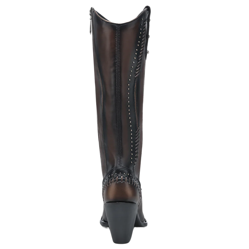Cuadra Ladies Woven & Studded Tall Chocolate Brown Western Boot CC260