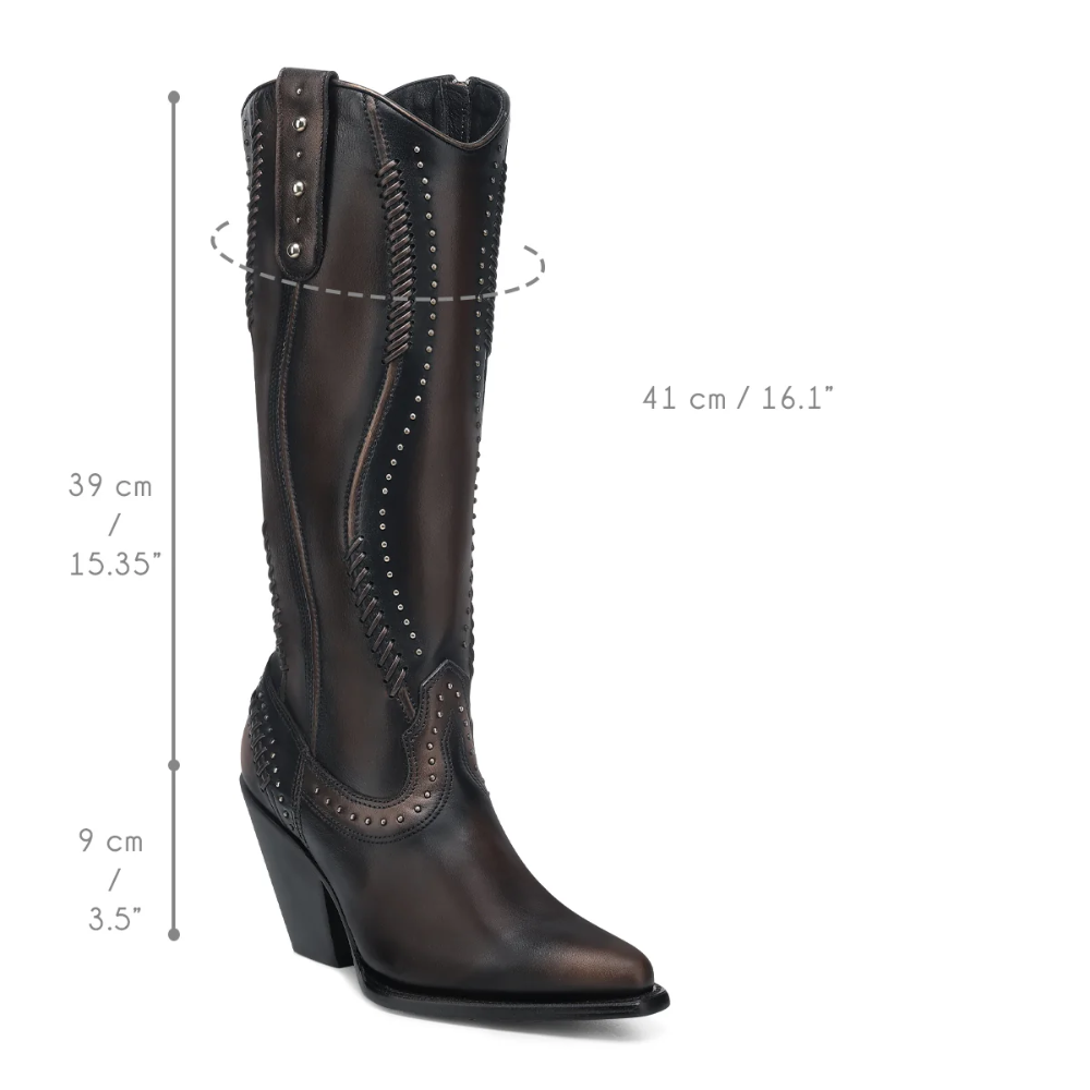 Cuadra Ladies Woven & Studded Tall Chocolate Brown Western Boot CC260