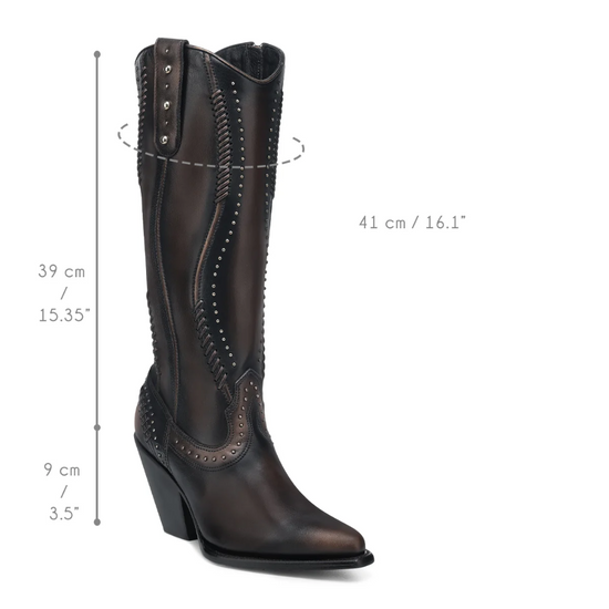 Cuadra Ladies Woven & Studded Tall Chocolate Brown Western Boot CC260