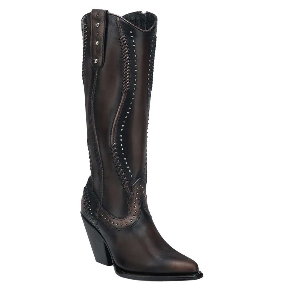 Cuadra Ladies Woven & Studded Tall Chocolate Brown Western Boot CC260