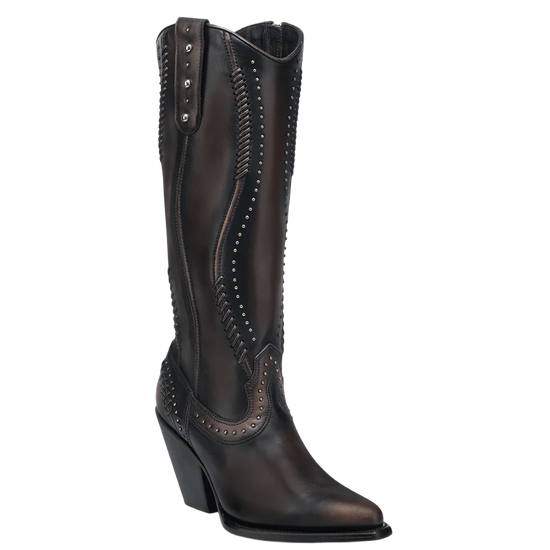 Cuadra Ladies Woven & Studded Tall Chocolate Brown Western Boot CC260