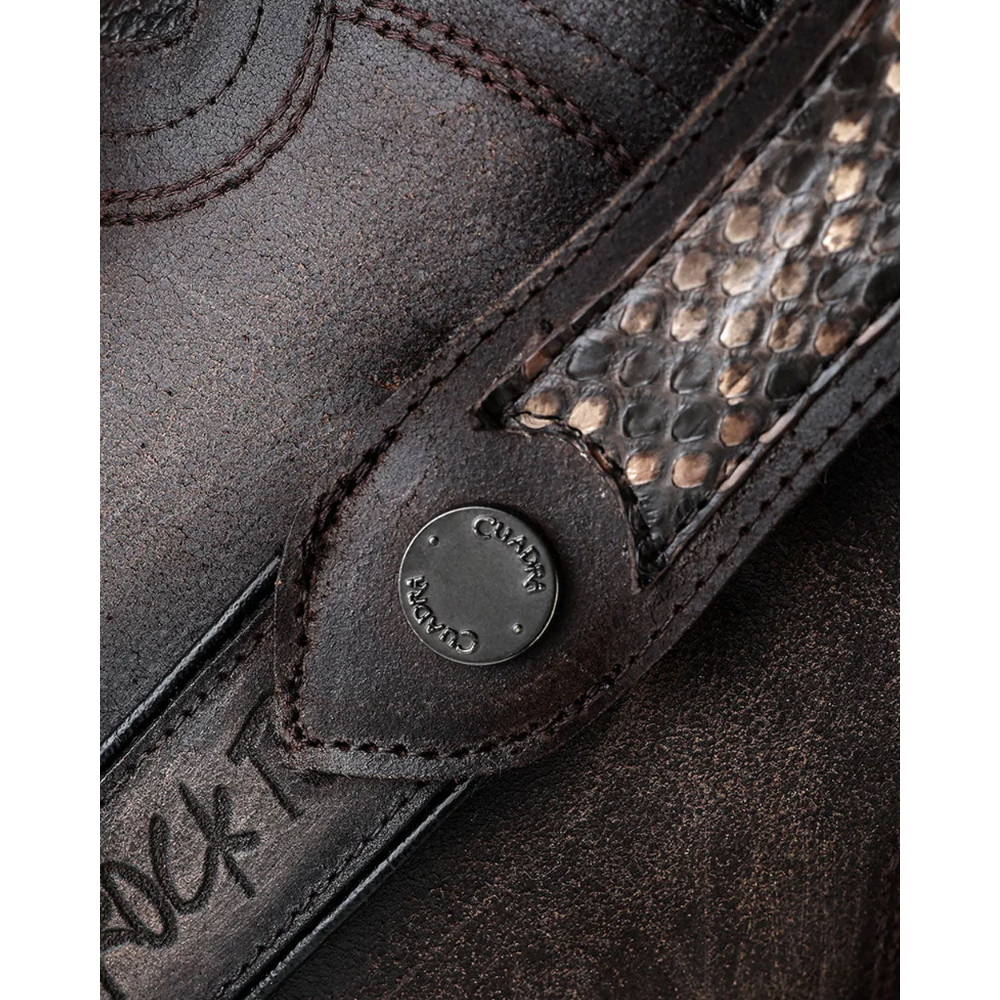 Cuadra Men's Chocolate Python Zipper & Studs Square Toe Boots CC214