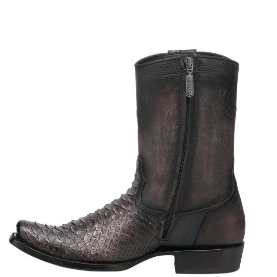 Cuadra Men's Chocolate Python Zipper & Studs Square Toe Boots CC214