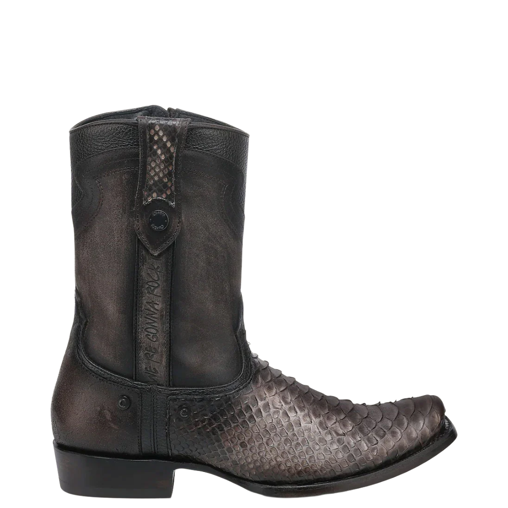 Cuadra Men's Chocolate Python Zipper & Studs Square Toe Boots CC214
