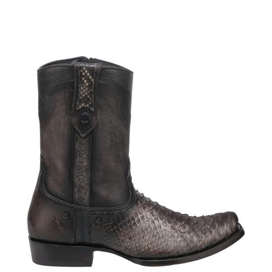 Cuadra Men's Chocolate Python Zipper & Studs Square Toe Boots CC214