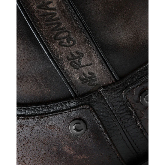 Cuadra Men's Chocolate Python Zipper & Studs Square Toe Boots CC214