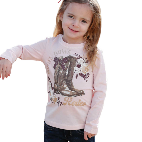 Cinch Toddler Girl's Light Pink 'Boots & Bows' T-Shirt CTK8860006