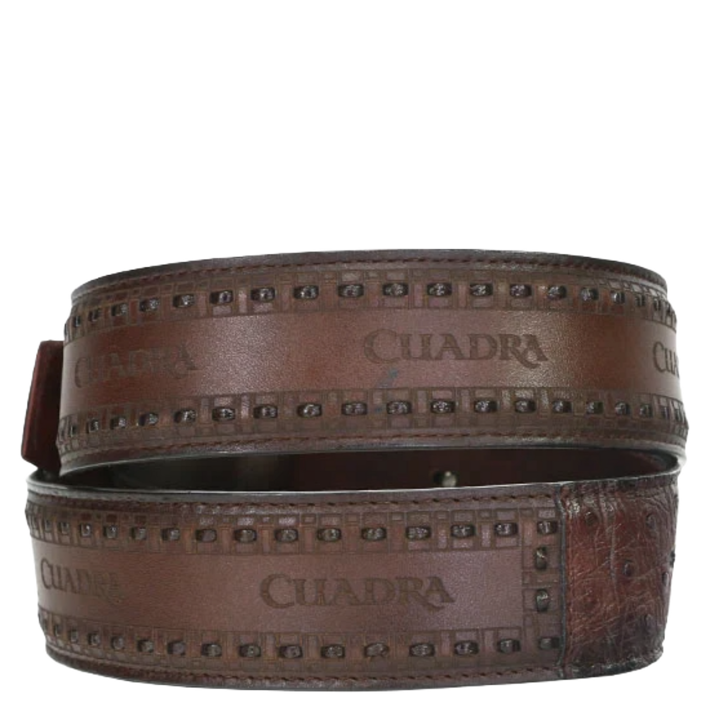 Cuadra Men's Woven Ostrich Leather Chestnut Brown Western Belt BC278