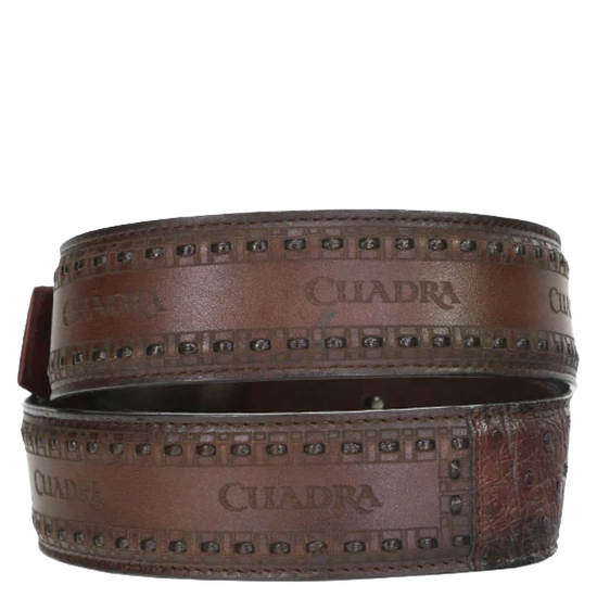 Cuadra Men's Woven Ostrich Leather Chestnut Brown Western Belt BC278