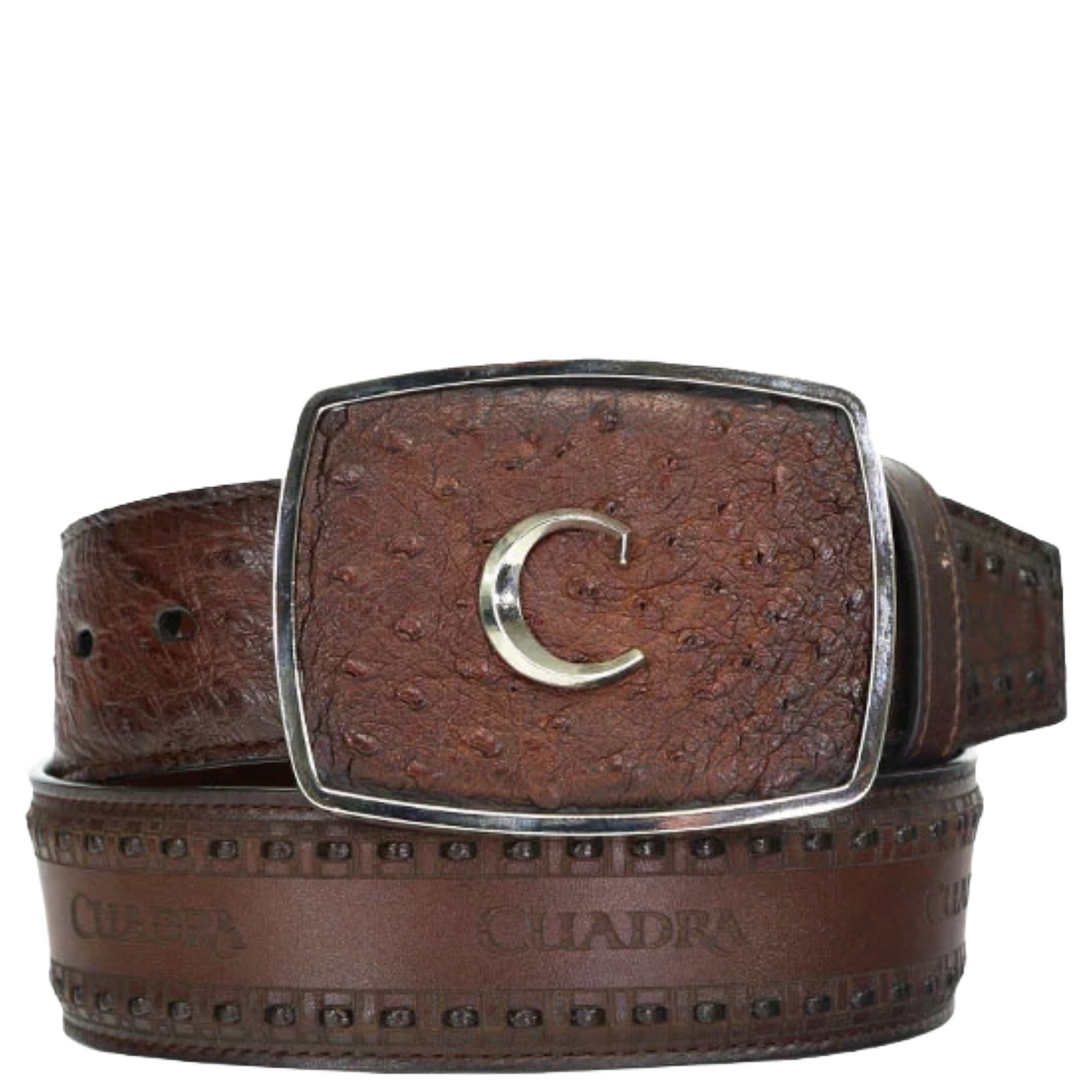 Cuadra Men's Woven Ostrich Leather Chestnut Brown Western Belt BC278