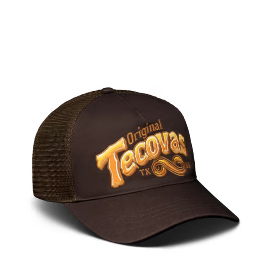 Tecovas Original Logo Dark Brown 5 Panel Low Pro Trucker Hat 30536DBR
