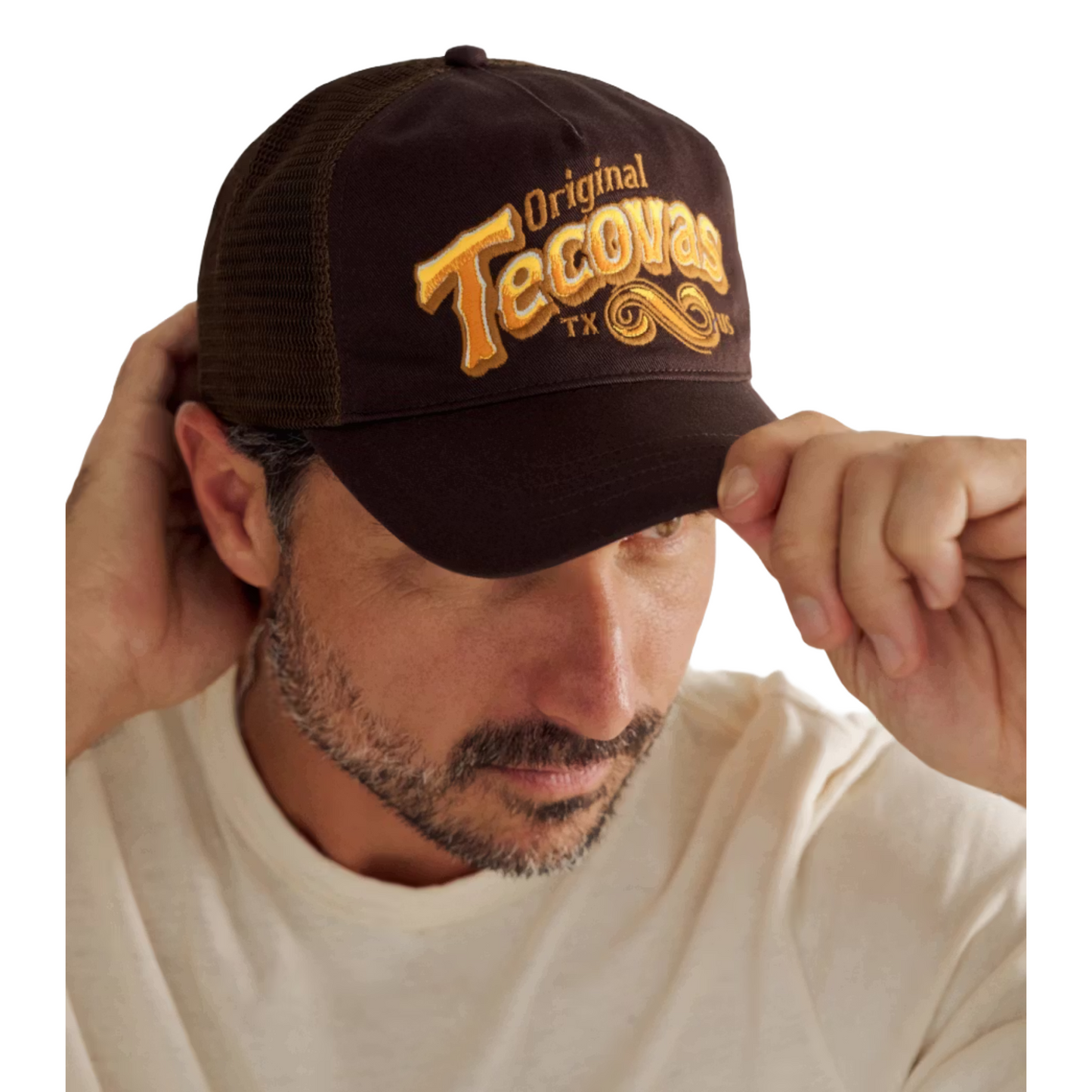 Tecovas Original Logo Dark Brown 5 Panel Low Pro Trucker Hat 30536DBR