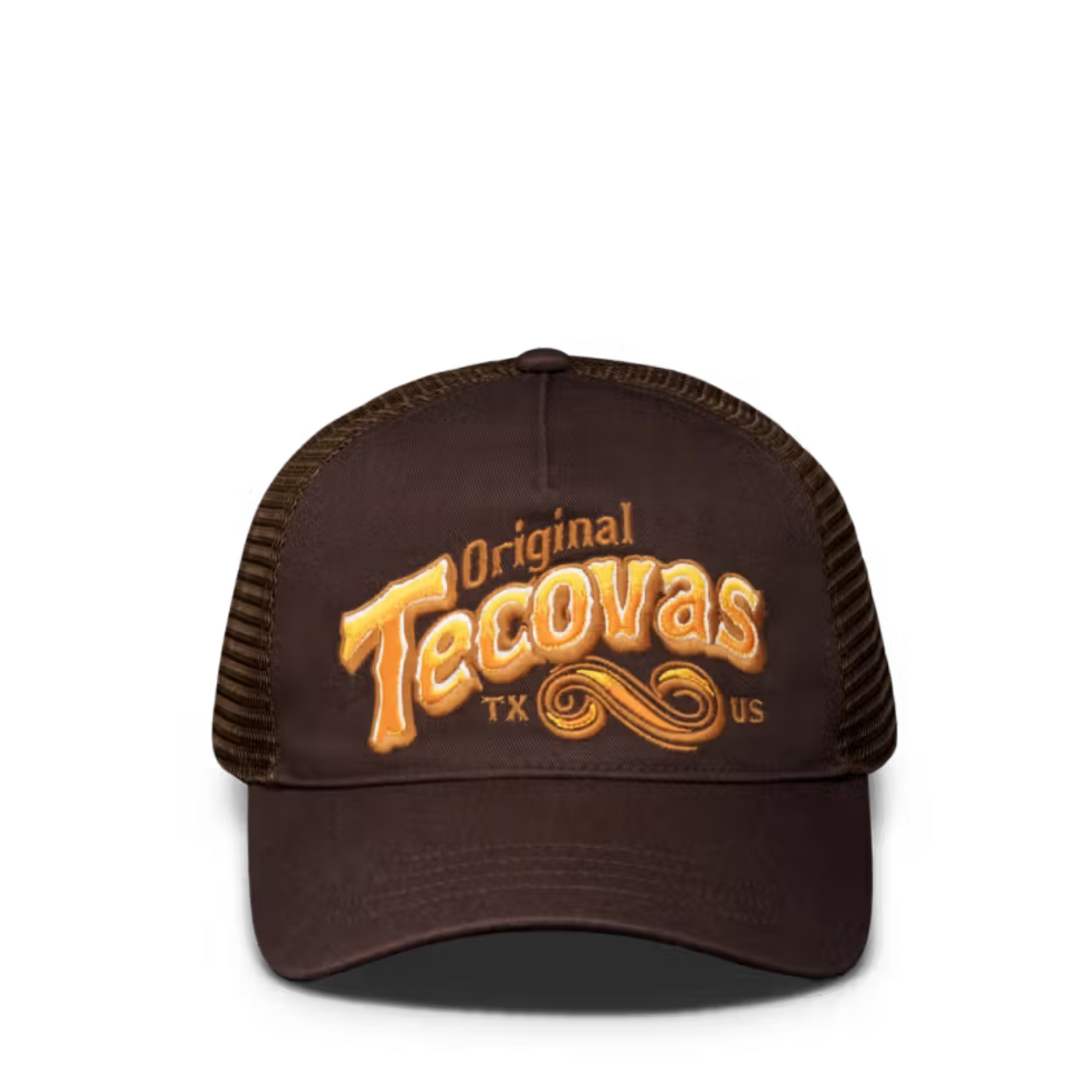 Tecovas Original Logo Dark Brown 5 Panel Low Pro Trucker Hat 30536DBR