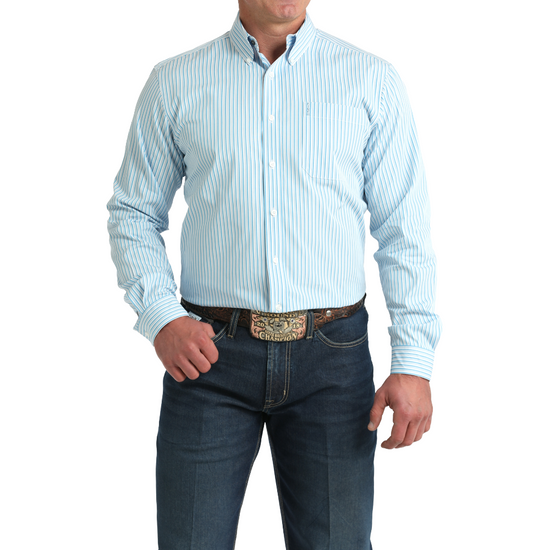 Cinch Men's White Stripe Modern Button Down Shirt MTW1347145