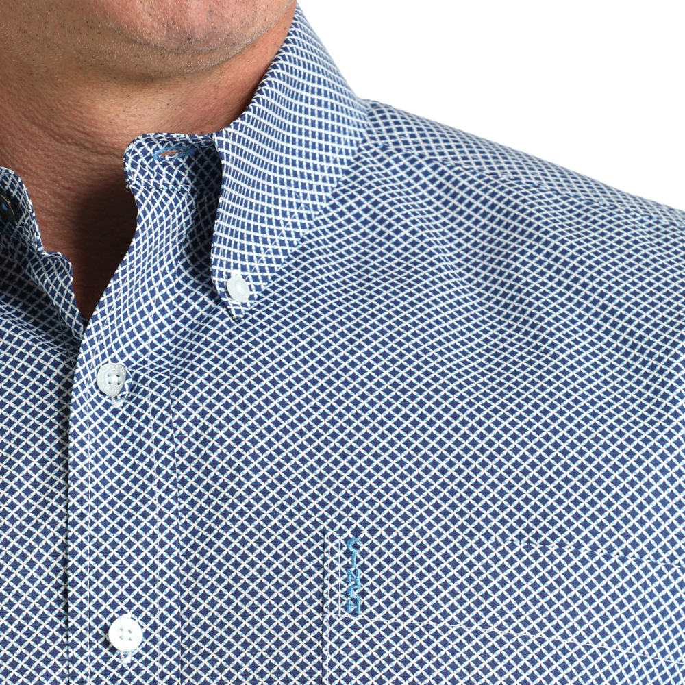 Cinch Men's Royal Blue Modern Print Button Down Shirt MTW1347146