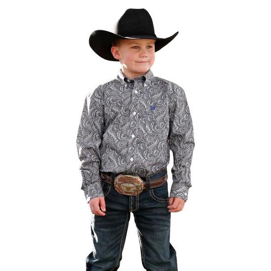Cinch Youth Boy's Multi Paisley Print Button Down Shirt MTW7060397