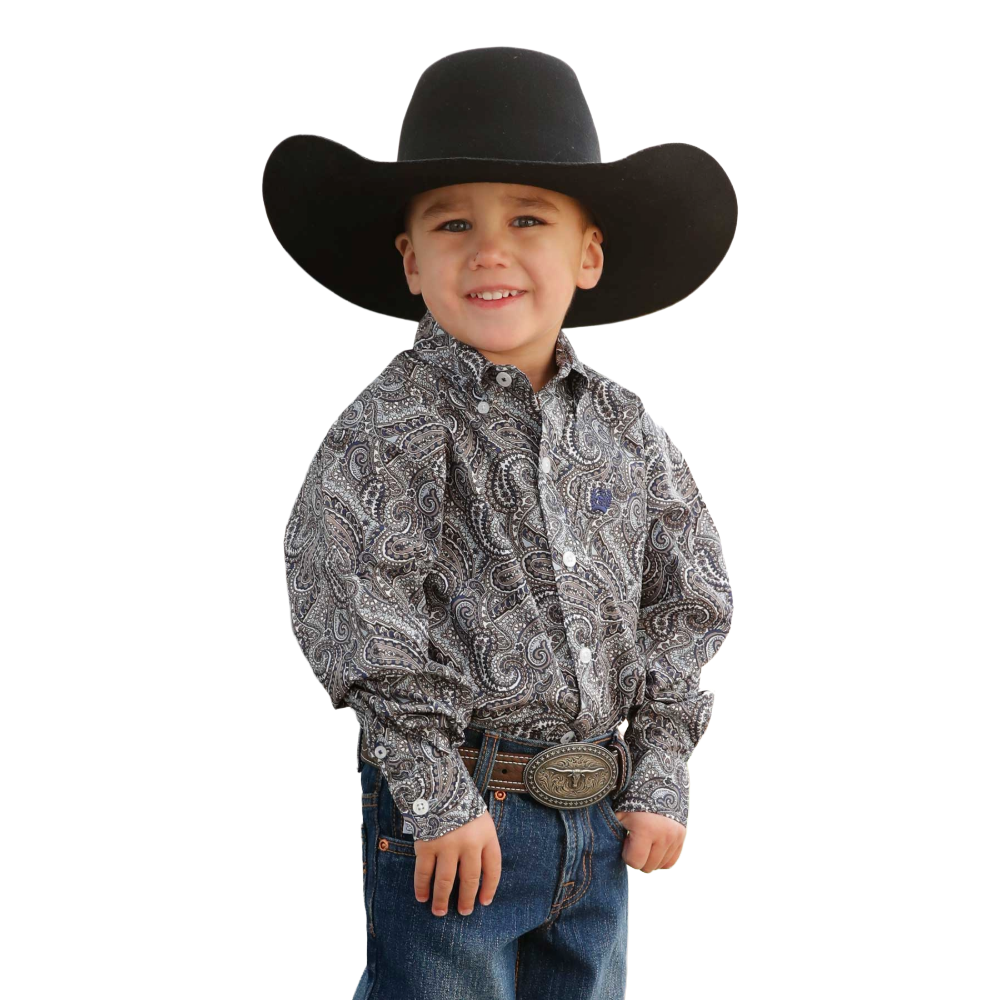 Cinch Infant Boy's Paisley Graphic Black Button Down Shirt MTW7062397