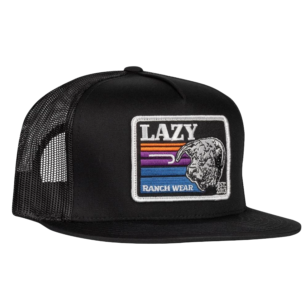 Lazy J Ranch Black Sunset Retro Classic Trucker Hat BLACK4BS