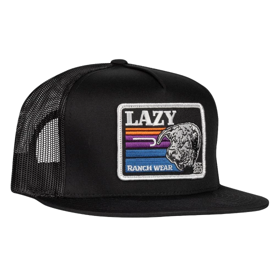 Lazy J Ranch Black Sunset Retro Classic Trucker Hat BLACK4BS