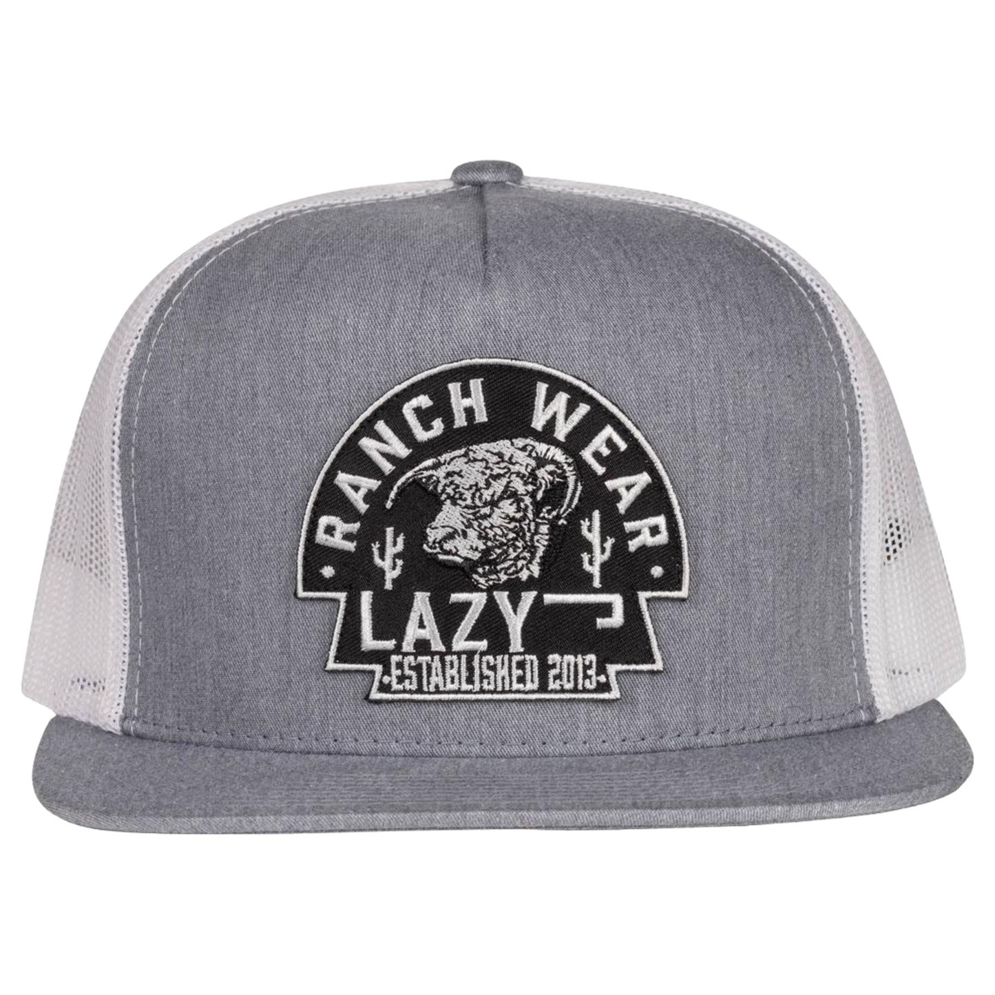 Lazy J Ranch Heather Grey & White Black Arrowhead Trucker Hat HTHWHT4ARR