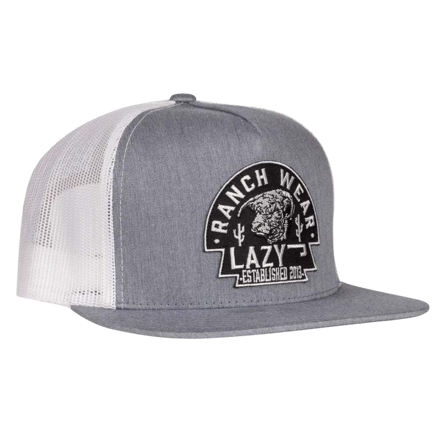 Lazy J Ranch Heather Grey & White Black Arrowhead Trucker Hat HTHWHT4ARR