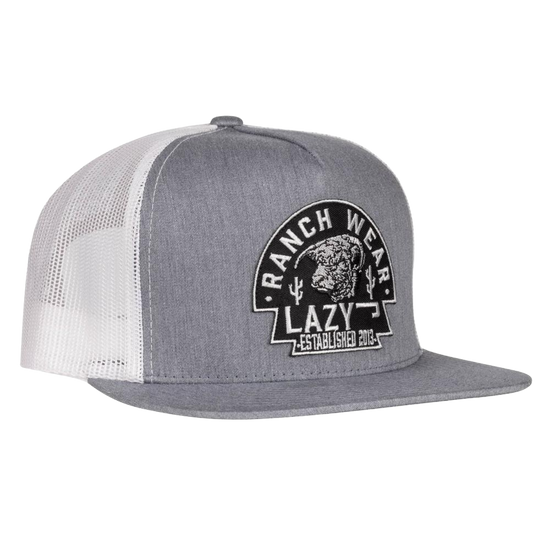 Lazy J Ranch Heather Grey & White Black Arrowhead Trucker Hat HTHWHT4ARR
