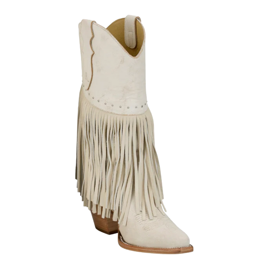 Justin Ladies Nell Vintage Ivory Fringe Western Boot RML223