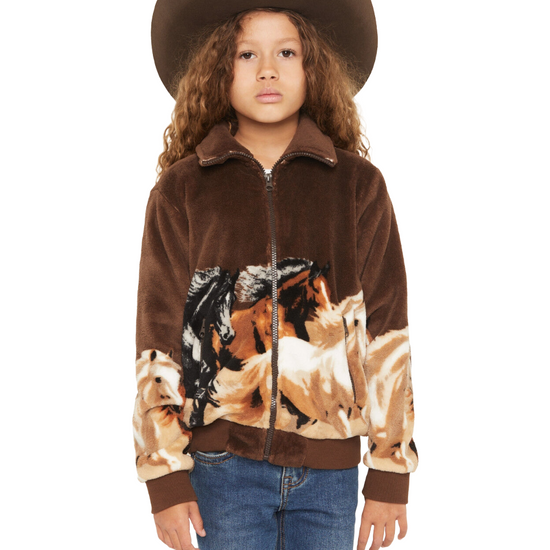 Panhandle Youth Girl's Dark Brown Horse Border Jacket BG92C07817