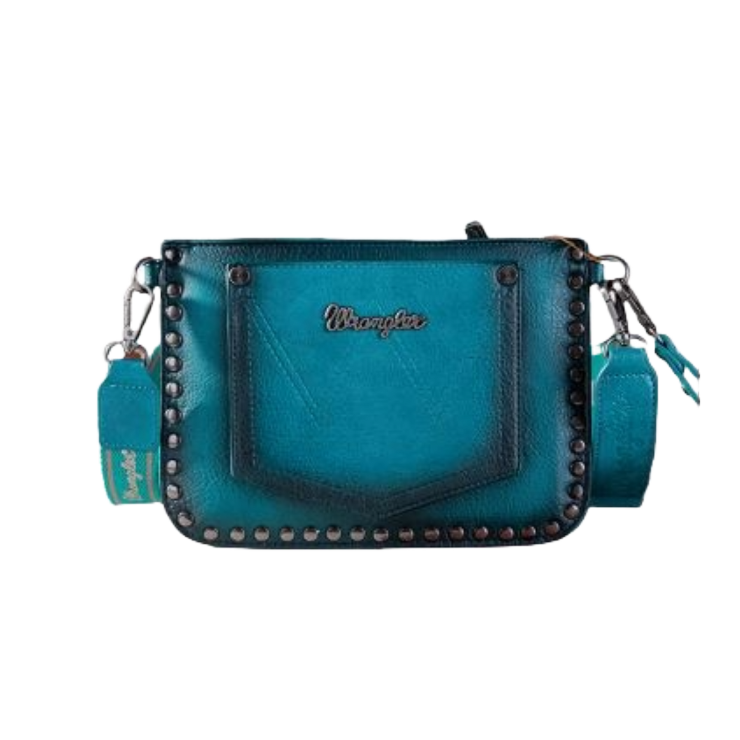 Wrangler Ladies Rivets Studded Turquoise Wristlet Crossbody Wallet WG65-2004STQ
