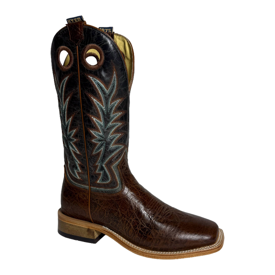 HYER Men's Walton Cowhide Brown & Grey Broad Square Toe Western Boots HM11024
