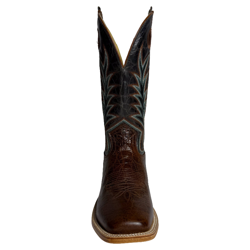 HYER Men's Walton Cowhide Brown & Grey Broad Square Toe Western Boots HM11024