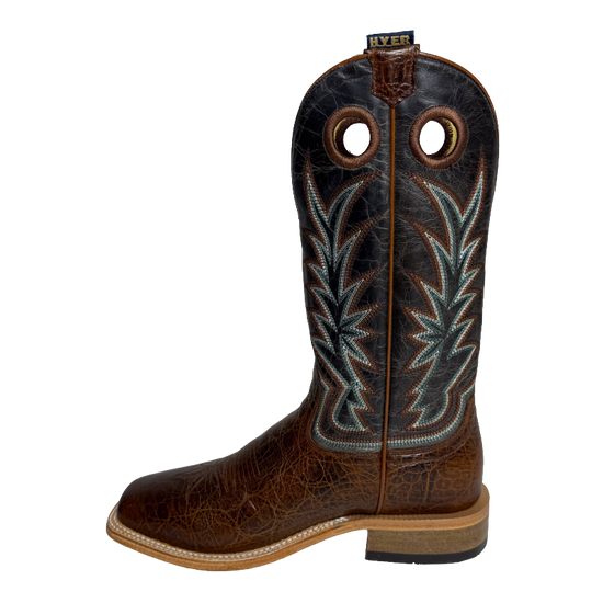 HYER Men's Walton Cowhide Brown & Grey Broad Square Toe Western Boots HM11024