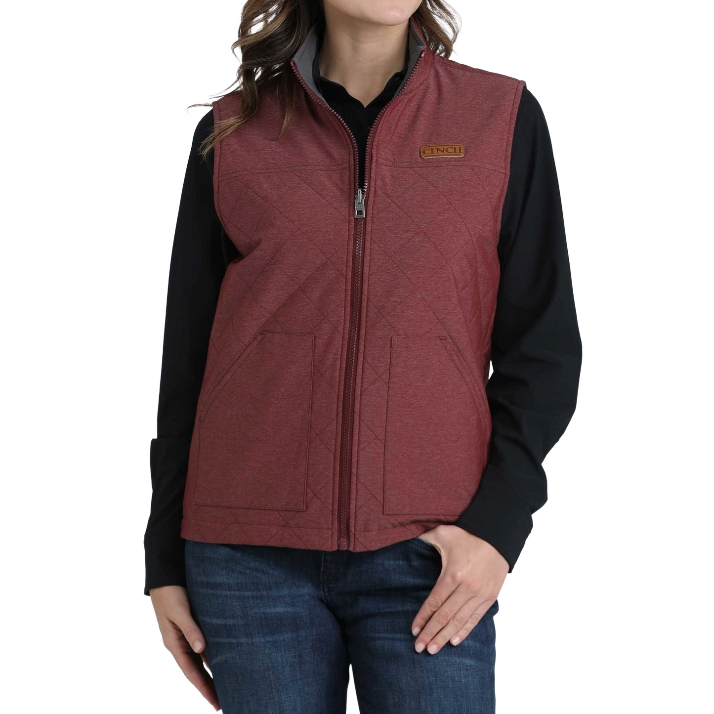 Cinch Ladies Burgundy & Grey Reversible Vest MAV9923002