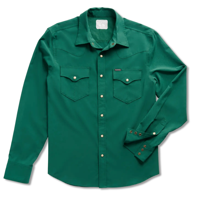 Tecovas Men's Performance Classic Hunter Green Button Down Shirt 40361HTG
