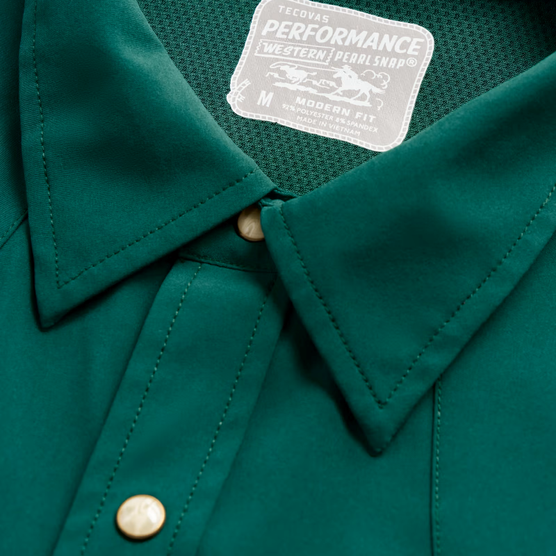 Tecovas Men's Performance Classic Hunter Green Button Down Shirt 40361HTG