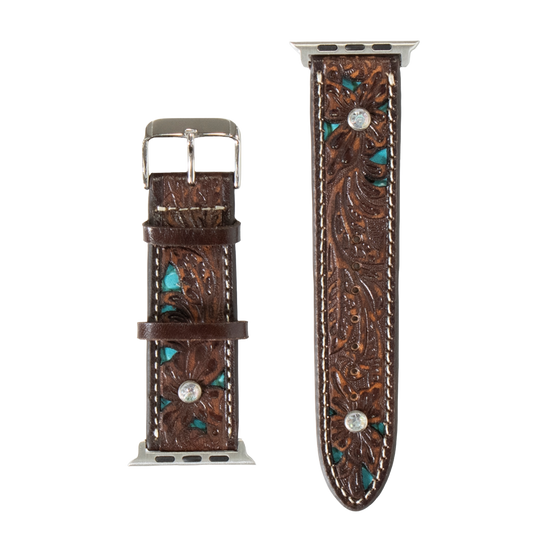 Nocona Floral Tooled Leather I Watch Band N3101502