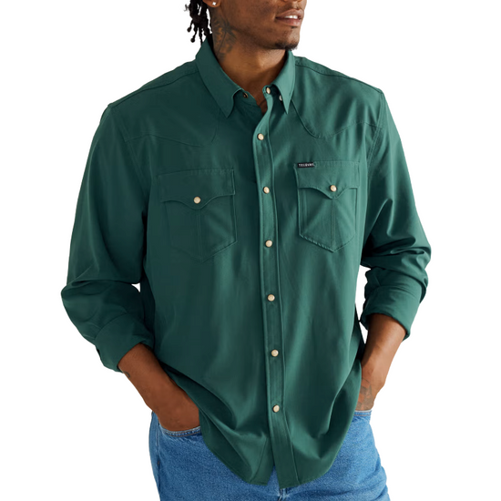 Tecovas Men's Performance Classic Hunter Green Button Down Shirt 40361HTG