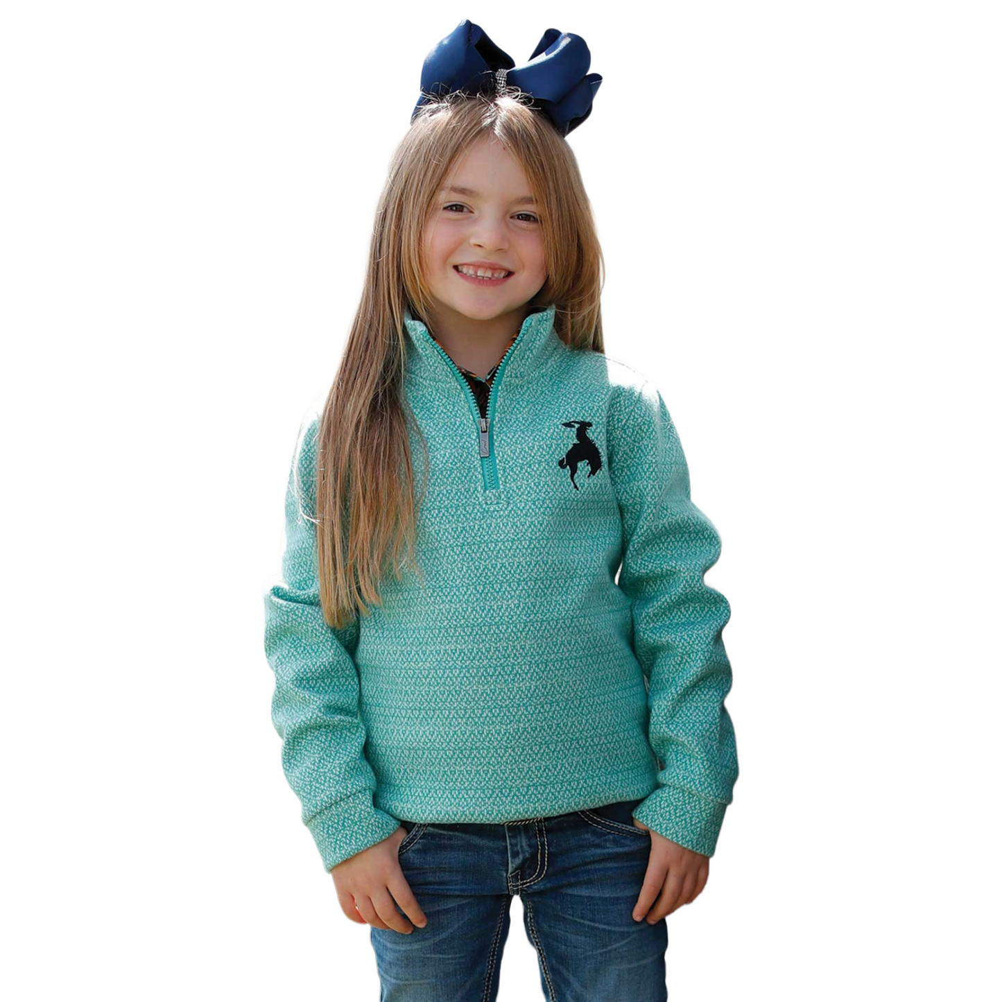 Cinch Youth Girl's Turquoise 1/4 Zip Pullover CWK8013001