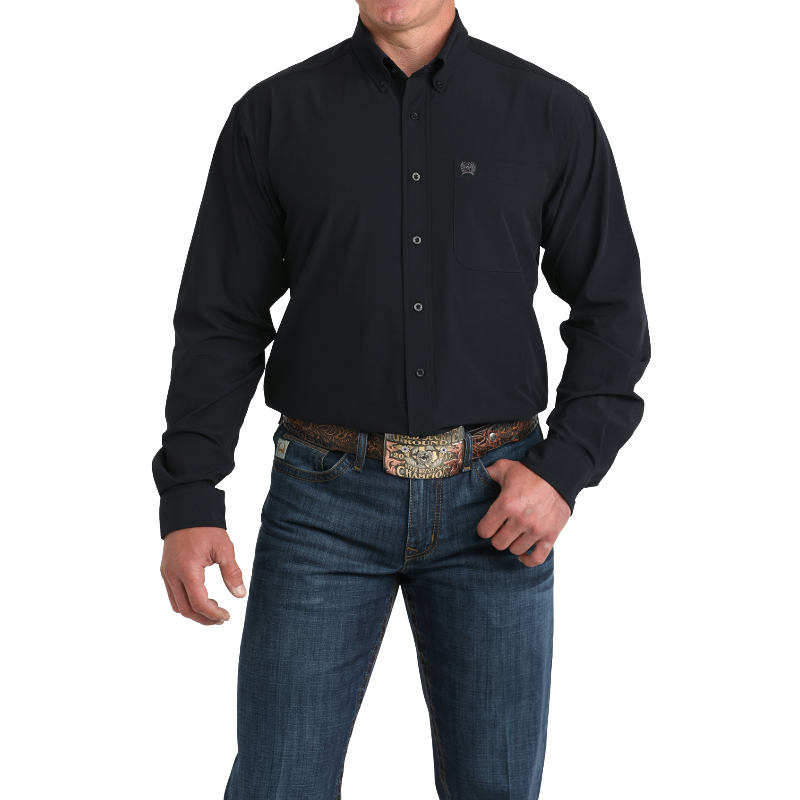 Cinch Men's Arenaflex Long Sleeve Black Button Down Shirt MTW1862039