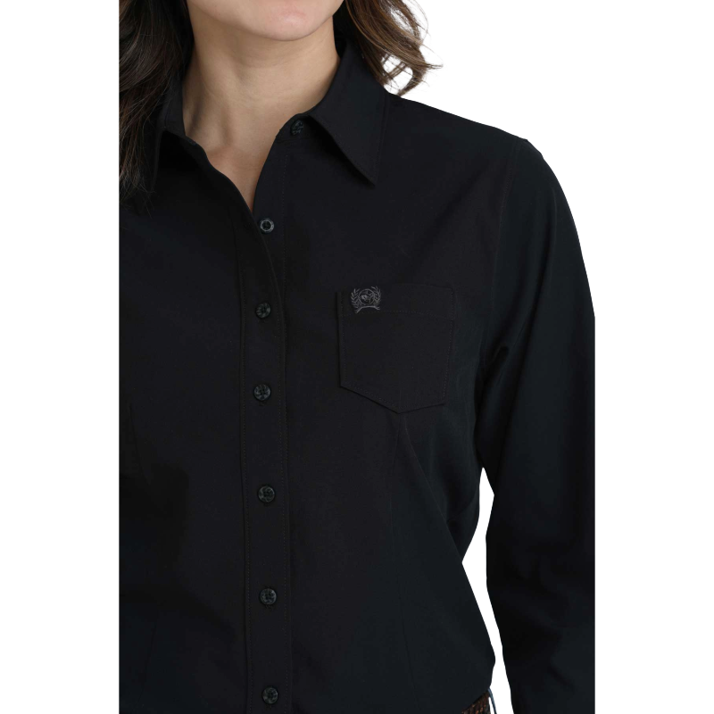 Cinch Ladies Black Button Down Long Sleeve Shirt MSW9164253