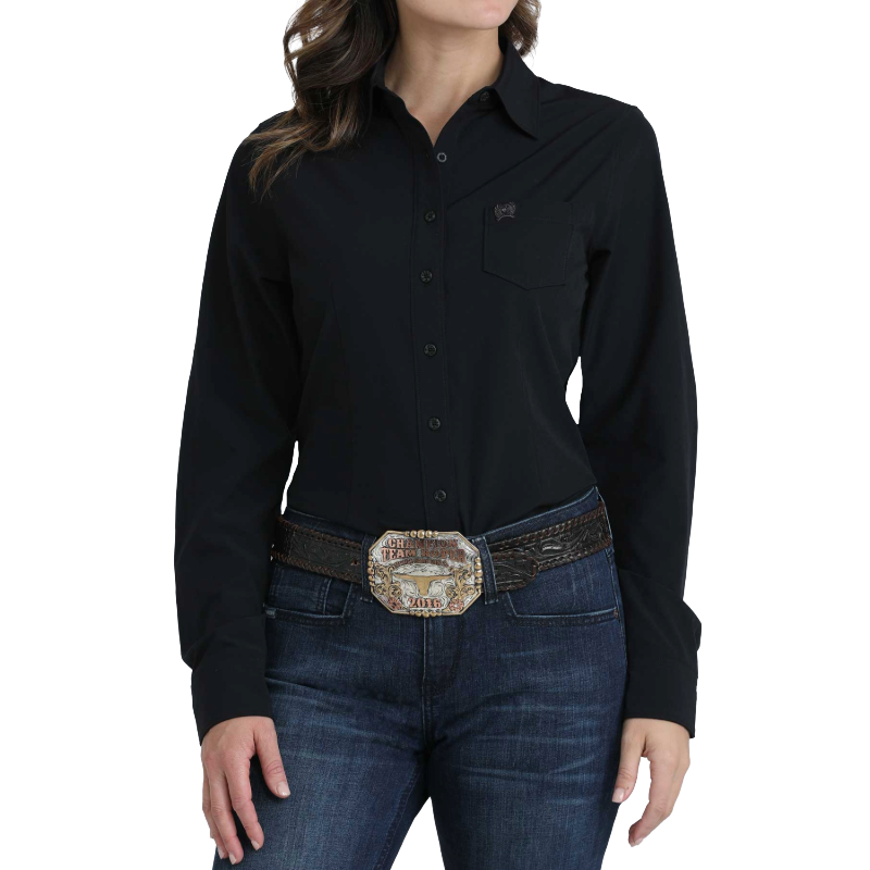 Cinch Ladies Black Button Down Long Sleeve Shirt MSW9164253