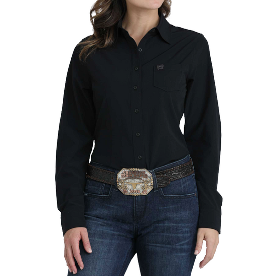 Cinch Ladies Black Button Down Long Sleeve Shirt MSW9164253