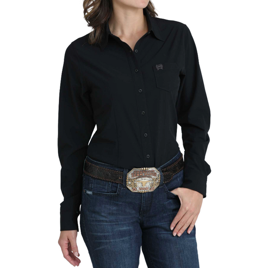 Cinch Ladies Black Button Down Long Sleeve Shirt MSW9164253