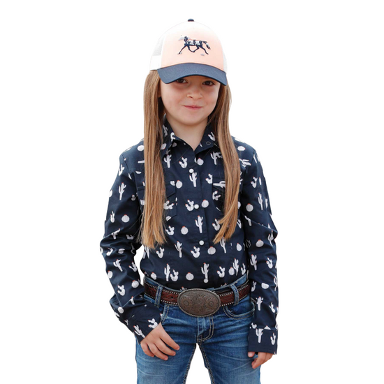 Cruel Girls Long Sleeve Navy Button Down Shirt CTW3230050