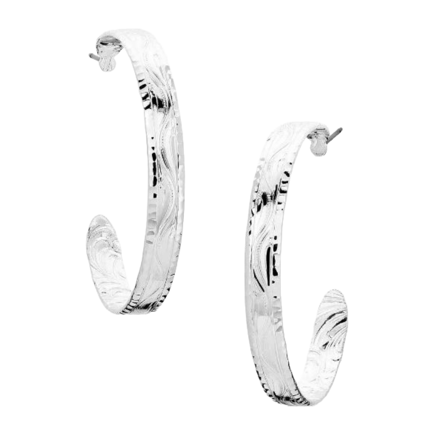 Montana Silversmiths Timeless Elegance Chiseled Silver Hoop Earrings ER5663