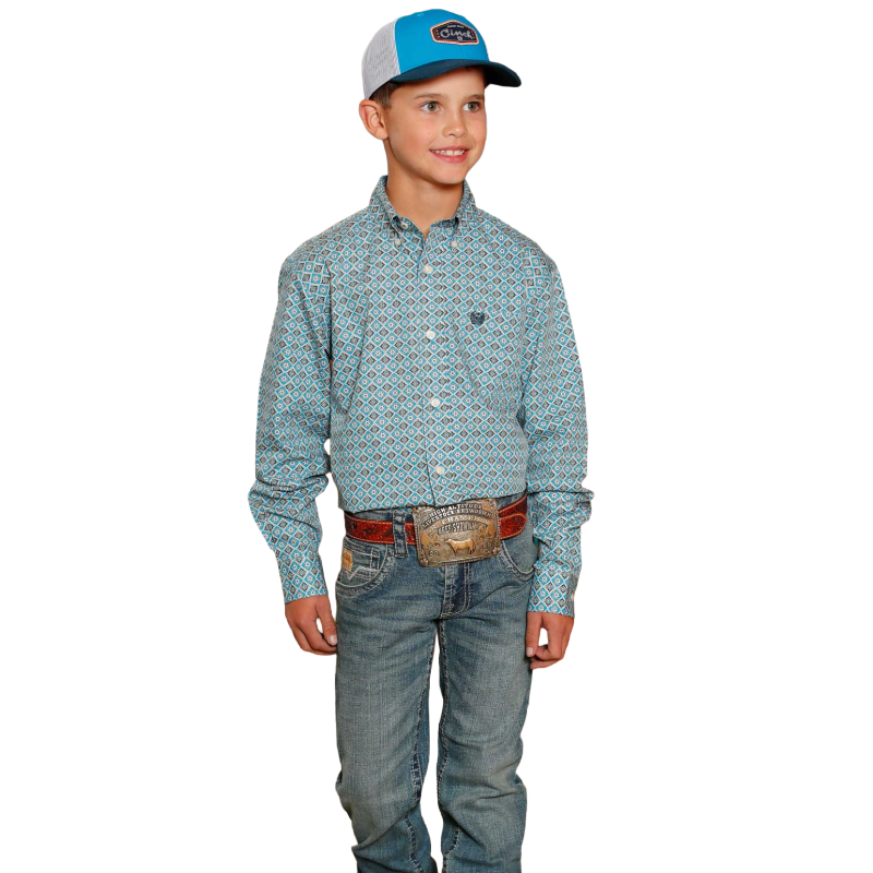Cinch Boys Long Sleeve Western Geo Print Shirt MTW7060386