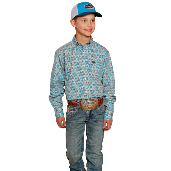 Cinch Boys Long Sleeve Western Geo Print Shirt MTW7060386